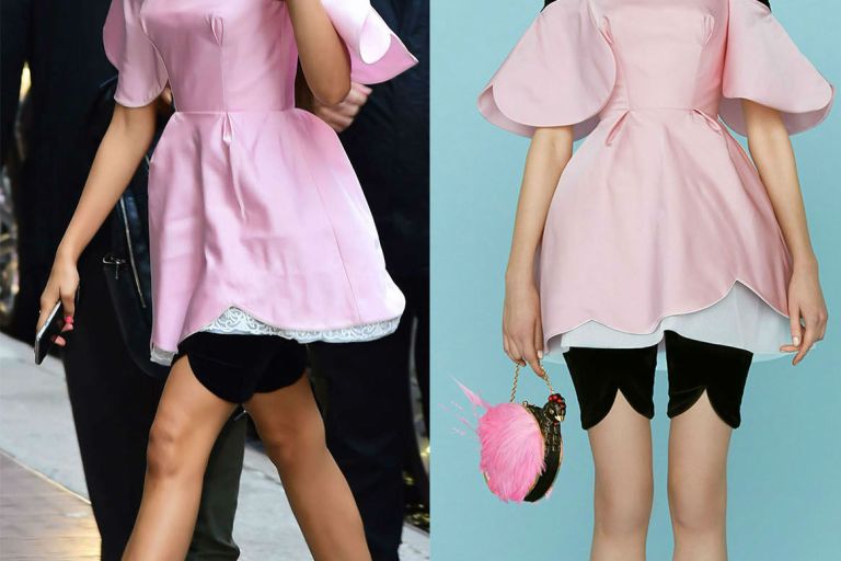 Hot! or Hmm… Zendaya’s Good Morning America Ulyana Sergeenko Spring 2015 Couture Pink Off-the-Shoulder Mini Dress and Black Shorts