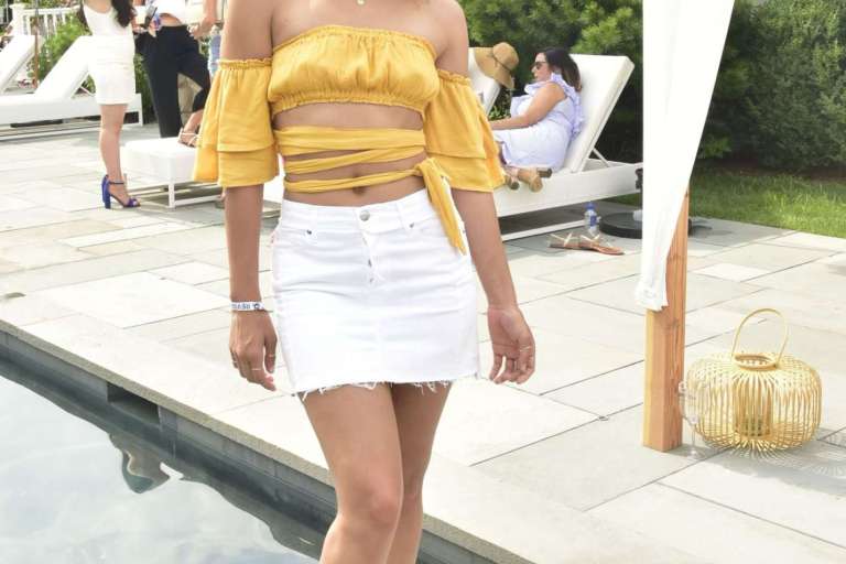 Splurge: Jasmine Sanders’s REVOLVE in the Hamptons $110 Blue Life Turn It Around Top