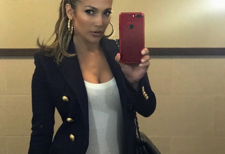 Splurge: Jennifer Lopez’s Instagram Balmain Navy Double Breasted Gold Tone Button Detail Blazer