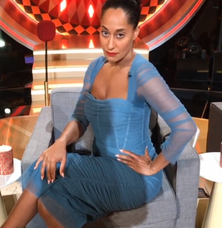 Hot! Or Hmm…: Tracee Ellis Ross’s Instagram Dolce & Gabbana Blue Ruched Stretch Cotton Tulle Midi Dress