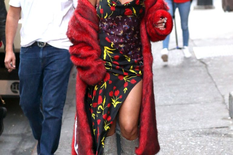 Splurge: Rita Ora’s Music Video $1,615 Attico Patchwork Slip Dress and $10,000 Saint Laurent Niki Crystal Boots
