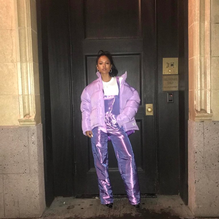 Splurge: Karrueche’s Instagram $96 Bunny Holiday Purple Solar Overalls