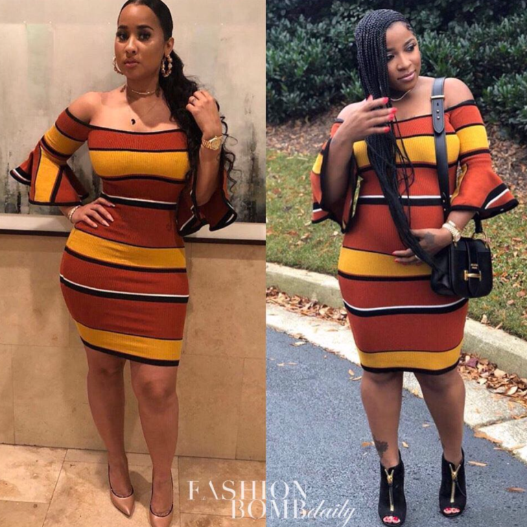 Who Wore it Better? Tammy Rivera vs. Toya Wright in Fashion Nova’s Striped Off the Shoulder Dress