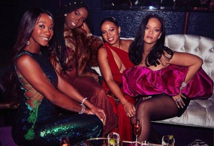 Rihanna Celebrates Her 30th Birthday in Saint Laurent Spring 2018 Fuchsia and Black Ensemble
