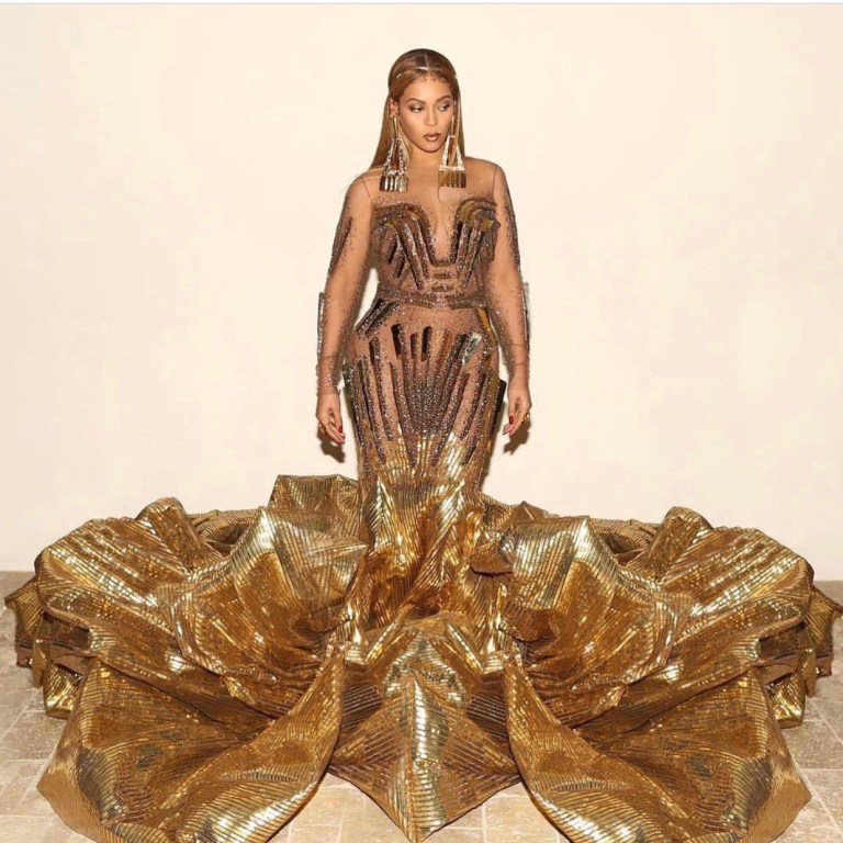 Beyoncé Wears A Custom Falguni Shane Peacock India Dress to the Wearable Art Gala Accompanied by Blue Ivy Wearing An Anna Kiki Dress