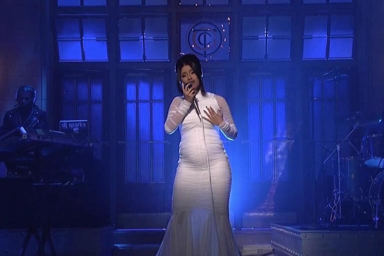 Cardi B Announces Her Pregnancy on Saturday Night Live in a Custom Christian Siriano Gown
