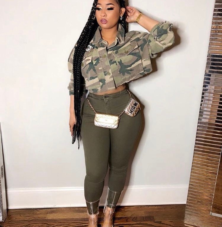 Get The Look: Tammy Rivera Poses in Olive Colored Fashion Nova Jeans