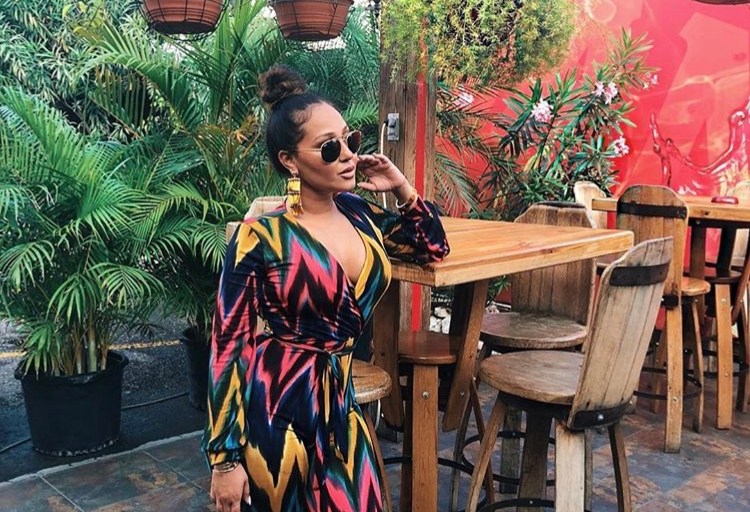 Get the Look: Adrienne Bailon’s Jamaica Vacation Fashion Nova Wild World Chevron Jumpsuit
