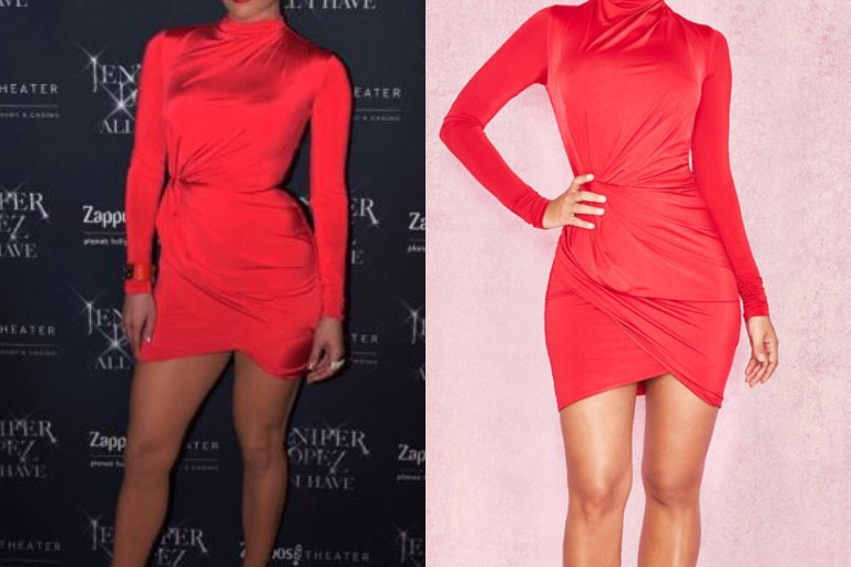 Steal: JLo’s Las Vegas $195 House of CB Dauphine Draped Dress