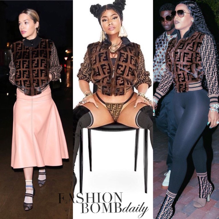 Who Wore It Better? Rita Ora, Nicki Minaj, and Keyshia Ka’Oir in Fendi SS18 Fur Bomber