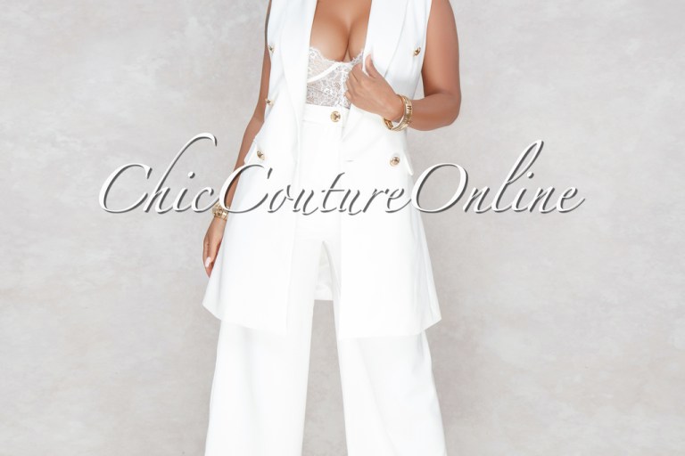 Bomb Product of The Day: Chic Couture Online’s Shane Off White Gold Button Two Piece