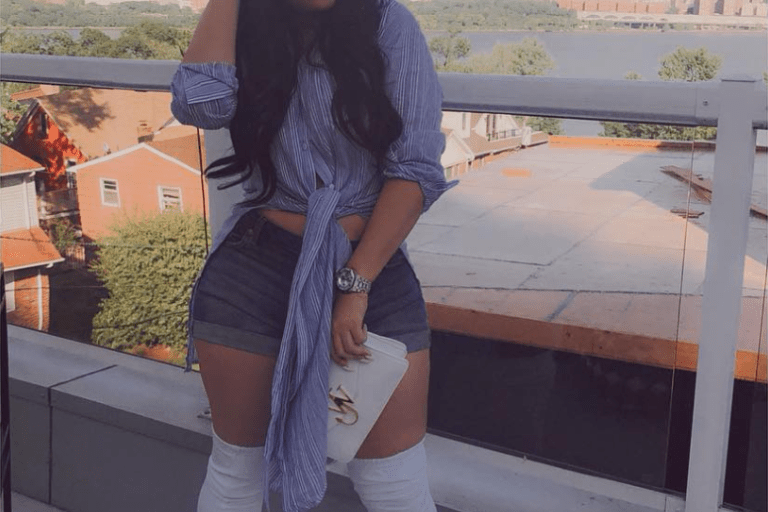Emily B Masters High-Low Fashion in a Fashion Nova Top, H&M Shorts, Balenciaga Boots, and More!