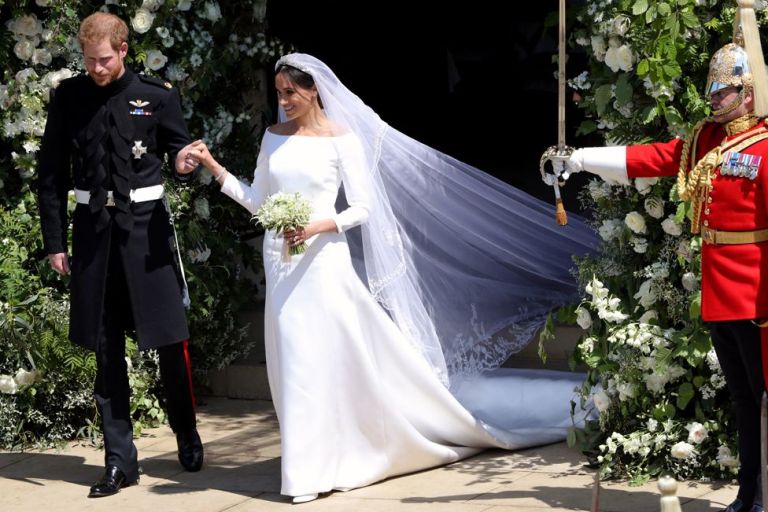 The Royal Wedding: Princess Meghan Markle Greets her Prince at the Altar in a Givenchy Dress and 16-Foot Veil