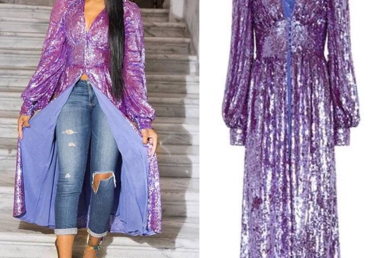 Splurge: Monica Brown’s Instagram Attico Cut Out Sequin Long Sleeve Midi Dress