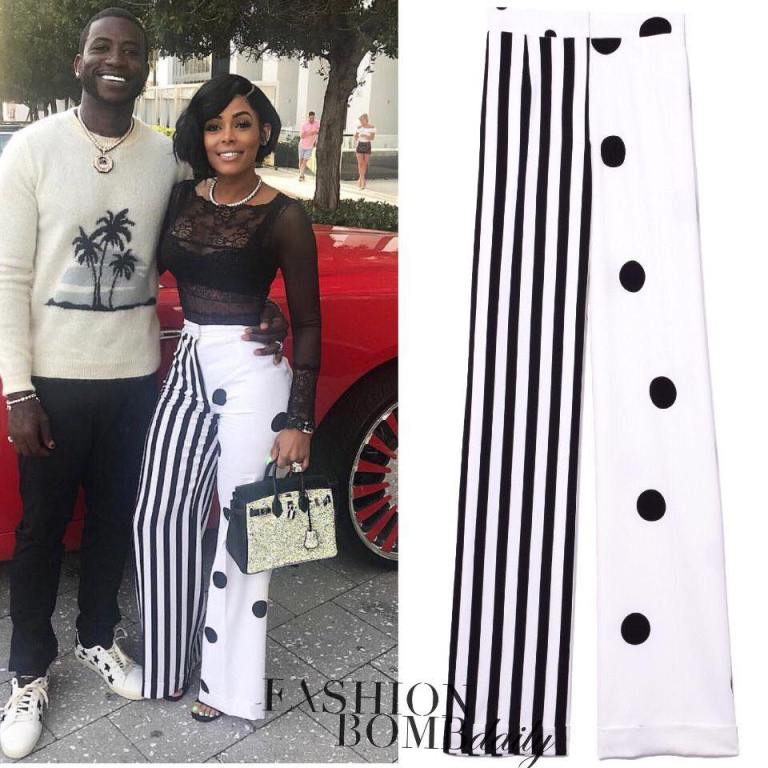 Hot! Or Hmm…? Keyshia Ka’Oir Attends Date Night with Gucci Mane in $373 Striped Polka Dot Monse Pants