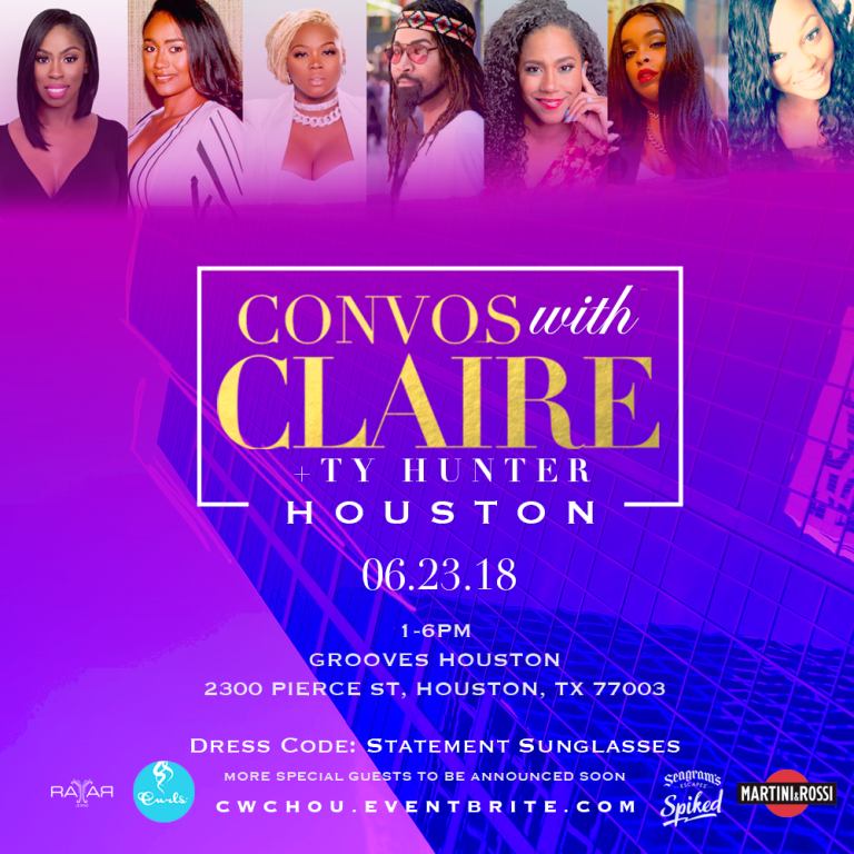 One Week Away: Conversations with Claire x Ty Hunter Houston Sponsored by Curls, Rayar Jeans, Seagram’s Escapes, and Martini & Rossi