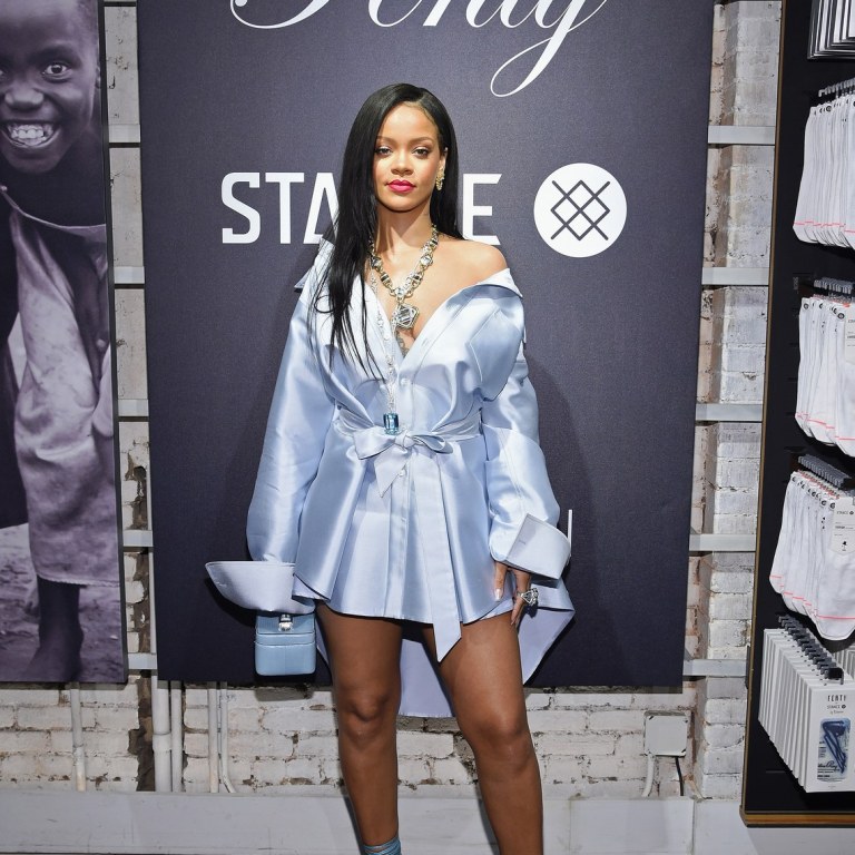 Rihanna Attends the Stance x Clara Lionel Foundation Event in NYC Wearing Custom Matthew Adams Dolan