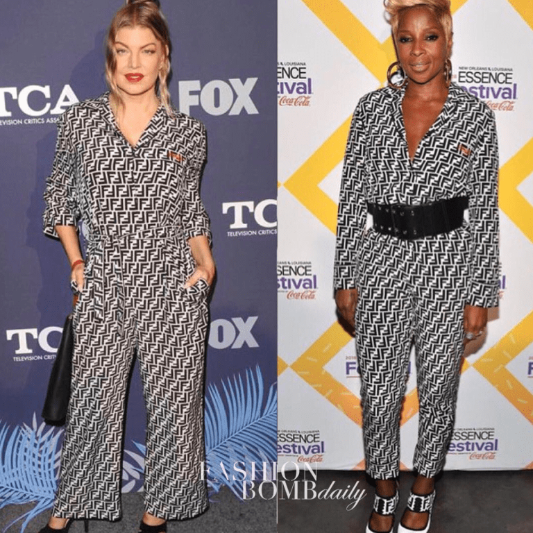 Who Wore It Better? Mary J Blige Vs. Fergie In Fendi’s $2,590 Logo Silk Jumpsuit