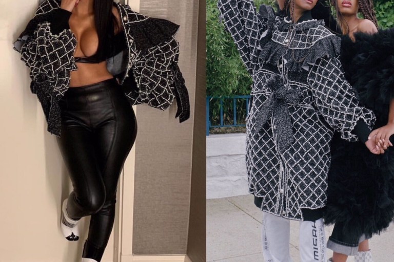 Cardi B Shows off her Post Baby Body in a Laurence & Chico Embellished Jacket and Hat