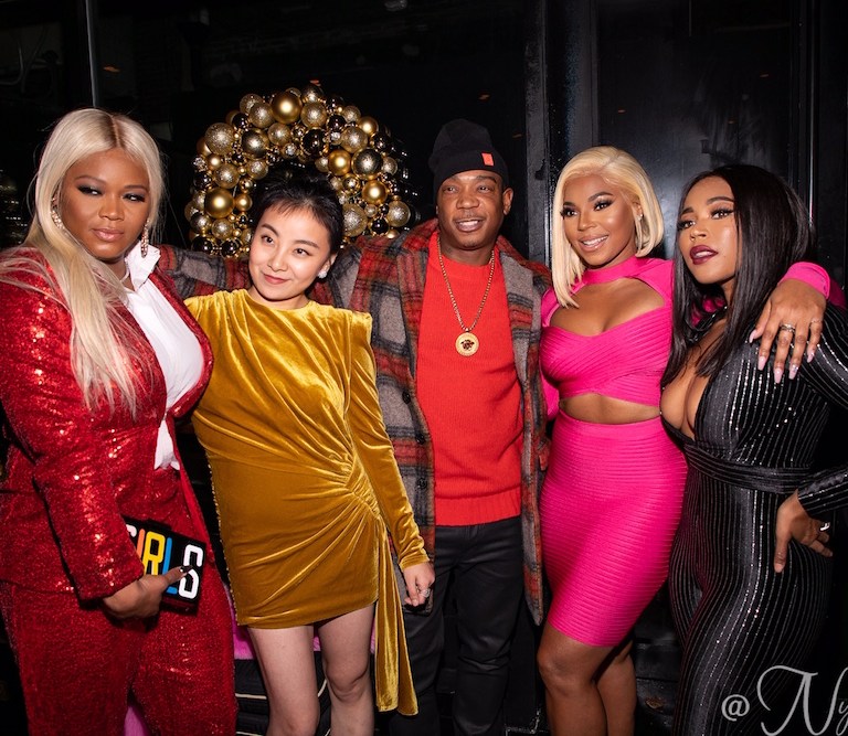 Happy Holidays from the BeautyLifeFun Team! Claire Sulmers in an S. Denton Collection Red Sequin Suit and Ashanti in Miss Circle