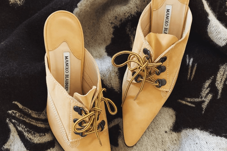 Bomb Product of the Day: Manolo Blahnik Suede Lace-up Mules