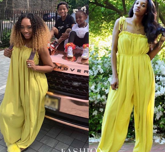 Yandy Smith Poses with Kids in Jumpsuit from Convos with Claire Memphis Vendor AJs LuxeWear