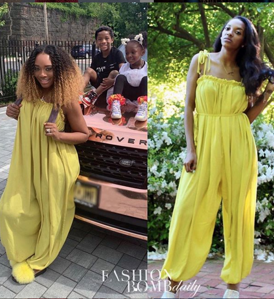 Yandy Smith Poses with Kids in Jumpsuit from Convos with Claire Memphis Vendor AJs LuxeWear