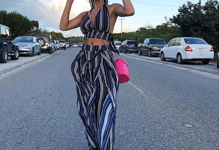 Draya Michele looks bomb in this Navy and White Striped Fashion Nova Set!