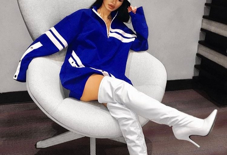 Jenny Lin Stunts in Fashion Nova’s White Thigh High Boots!