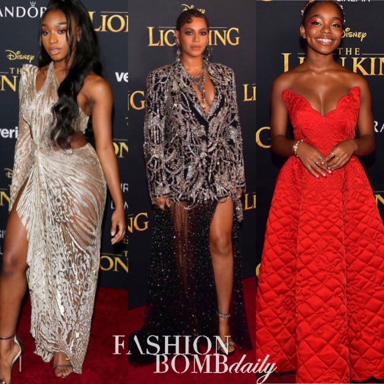 On The Scene at The Lion King Premiere in Los Angeles Featuring Looks From Beyoncé in Alexander McQueen, Marsai Martin in Oscar de la Renta, Normani in Julien Macdonald, and More!