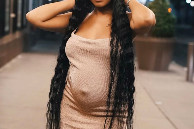 Yung Miami Shows Off Her Baby Bump in a Shimmering Fashion Nova Dress!