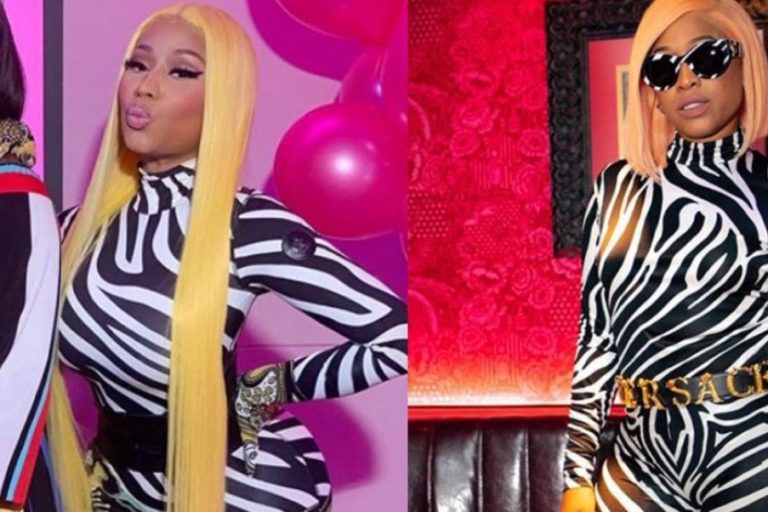 Who Wore this Zebra Bodysuit the Best? Nicki Minaj in Moncler x Richard Quinn or Trina in Versace