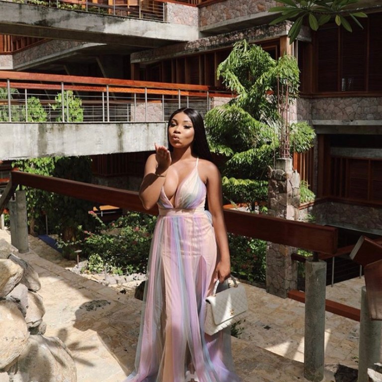 Aaliyah Jay Kept it Flirty in this Fashion Nova Maxi Dress
