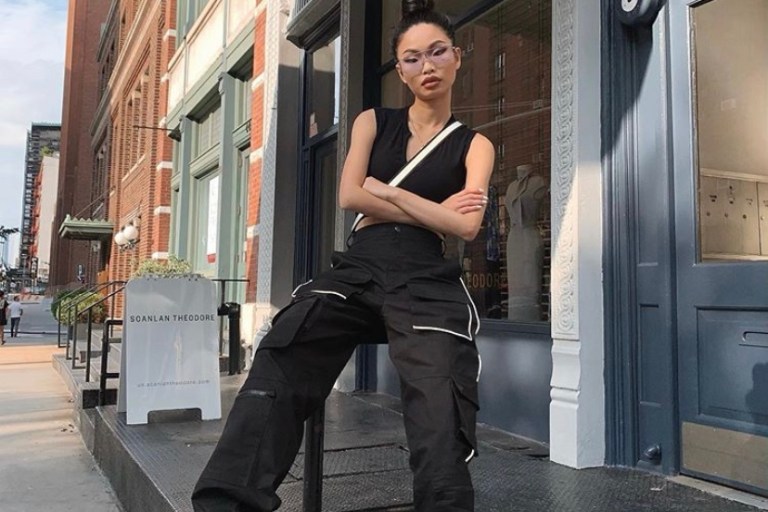 Jenny Lin Kept It Edgy in her Black Fashion Nova Cargos
