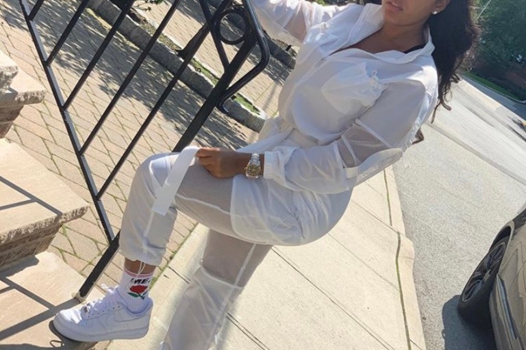 Angela Simmons Was Cute and Sporty In Her White Fashion Nova Jogger Set