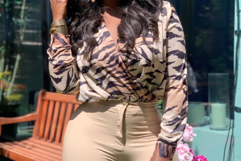 Amara La Negra Sizzled in a Animal Print Bodysuit From Fashion Nova