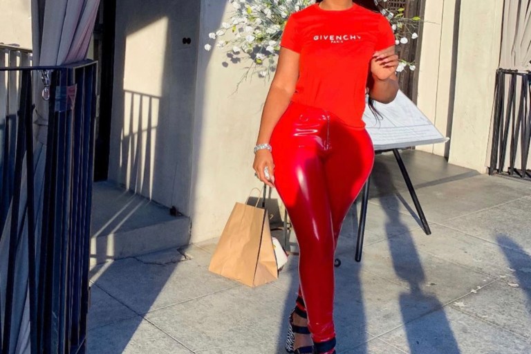 Tommie Lee Was Looking Red Hot in These Fashion Nova Vinyl Pants