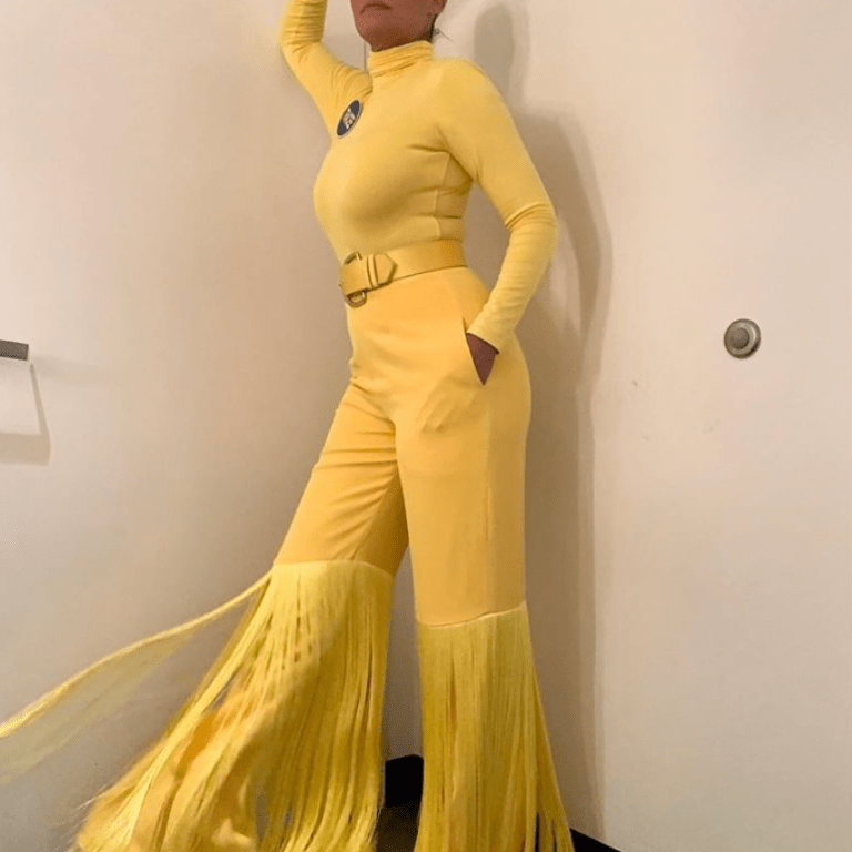 Splurge: Tracee Ellis Ross’s Instagram Yellow Sergio Hudson Extreme Fringe Pants