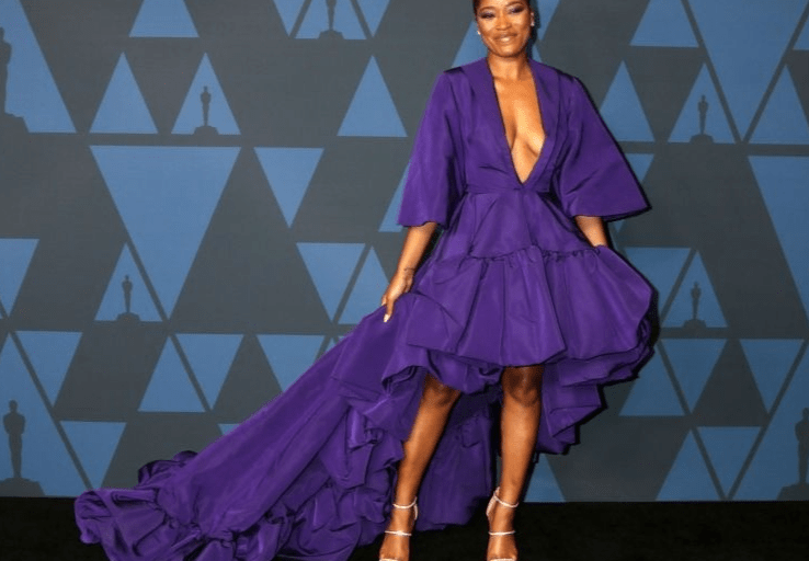 Keke Palmer Walks the Governors Awards Red Carpet in Fall 2019 Christian Siriano Purple Dress