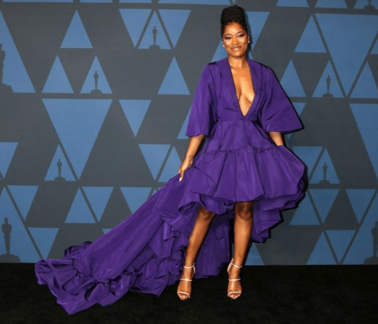 Keke Palmer Walks the Governors Awards Red Carpet in Fall 2019 Christian Siriano Purple Dress