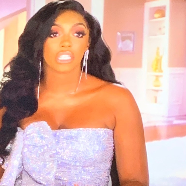 Splurge: Porsha Williams Real Housewives of Atlanta $225 House of CB Strapless Holographic Silver Sequin Ruffle Dress + Get the Look at Poshmark