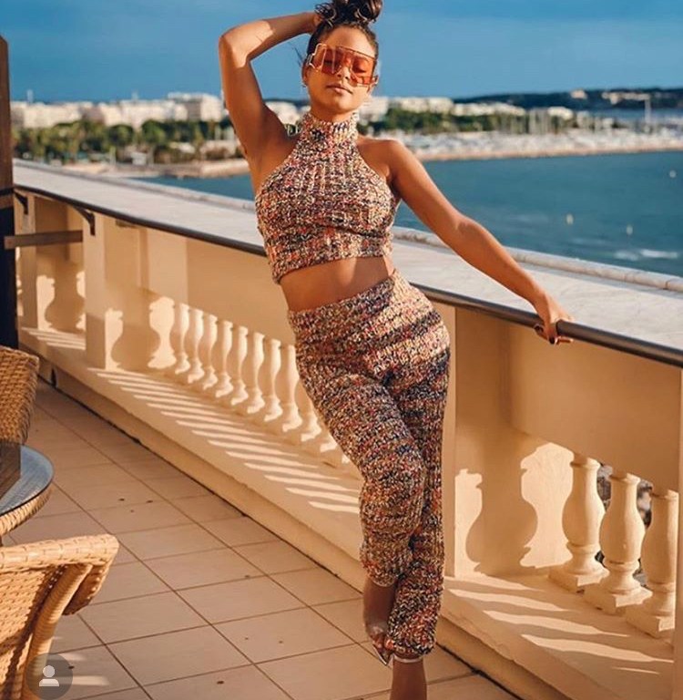 Christina Milian Soaks Up the Sun in Style in her Fashion Nova Multi-Colored Knitted Set