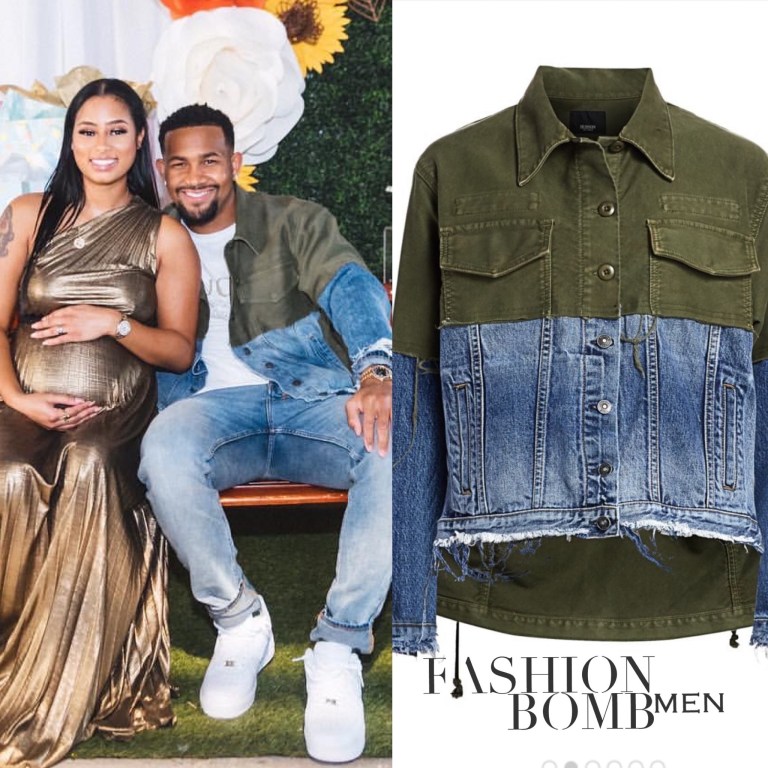 Fashion Bomb Men: Larry Morrow’s Baby Announcement $345 Made by Hudson Olive Twill and Denim Jacket