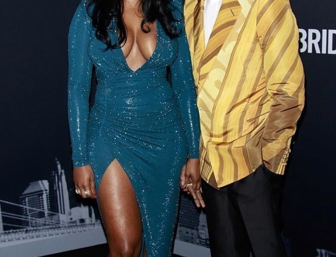 Chadwick Boseman is Dapper Posed with his Lovely Lady in an Alfred Dunhill Bright Patterned Yellow Blazer, White Couture Shirt, Black Fitted Dress Pants and  Shiny Black Shoes
