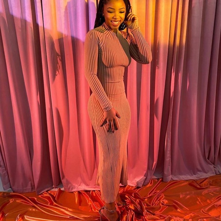 Chloe Bailey of Chloe x Halle Showed Off Her Figure in a Dion Lee Ribbed Dress!
