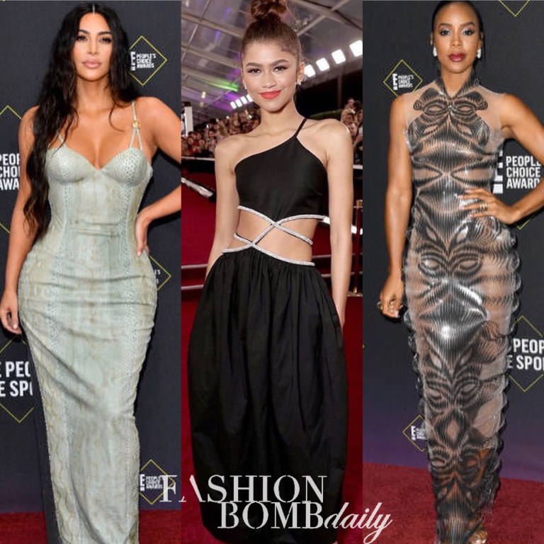 Top 10 Best Dressed at E!’s People’s Choice Awards: Kelly Rowland in Iris van Herpen, Kim Kardashian in Versace, Zendaya in Christopher Esber, and More!