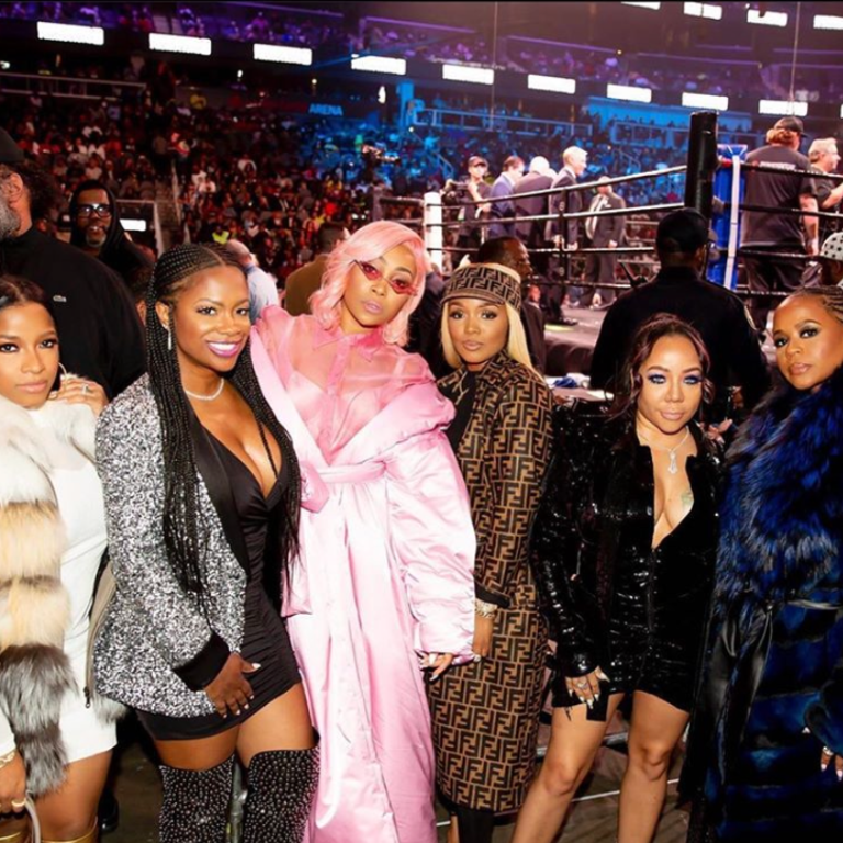 Atlanta #FightNight Davis vs. Gamboa Fashion: Tammy Rivera in a White Lace Nadine Merabi Jumpsuit, Monica in a Pink Balenciaga Coat, Floyd Mayweather in a $17,000 Balmain Broken Mirror Jacket, and More!