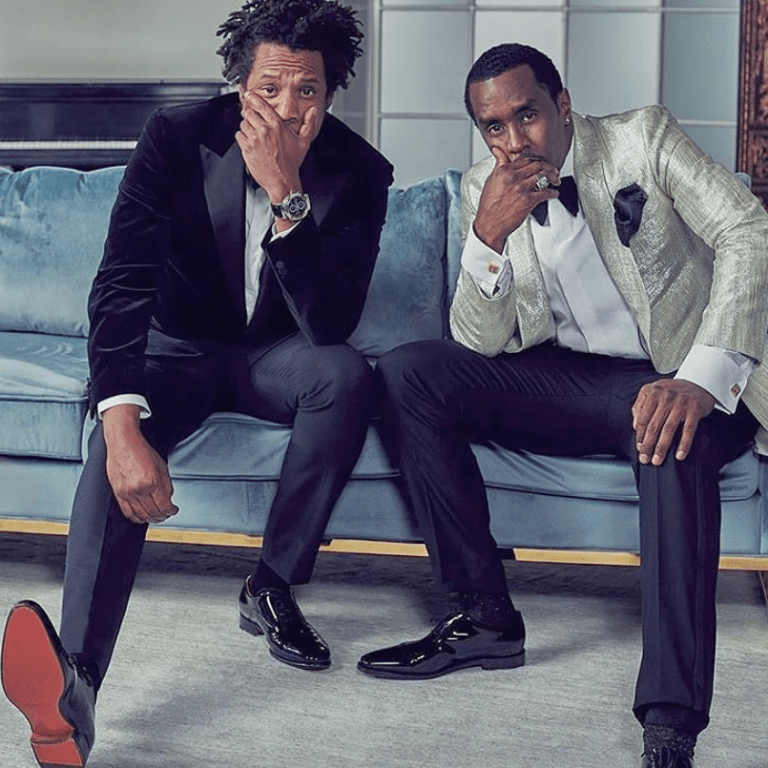 Men’s Fashion Flash: Jay Z ‘s Diddy 50th Birthday Party Santoni Orange Sole Patent Leather Shoes