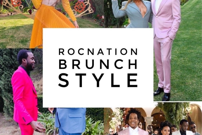 RocNation Brunch 2020 Fashion:  Beyoncé in a Gray Murano Francesco Dress, Jay Z in Mauve Frere Suit, Rihanna in Ruched Bottega Veneta and More!!