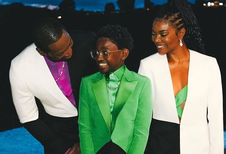 Dwyane Wade, Zaya Wade & Gabrielle Union Attended the Truth Awards in Coordinating Black, White Suits with Green & Fuchsia Accents in Custom Looks By Designer Rich Fresh. Bomb!